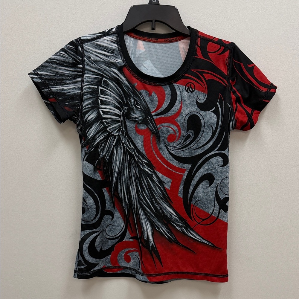 INKnBURN Raven Round Neck Short Sleeve Tech Shirt Women's Sz Medium!